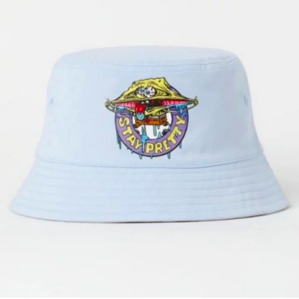 NWT Sponge-Bob REVERSIBLE BUCKET HAT and free socks mens womens unisex